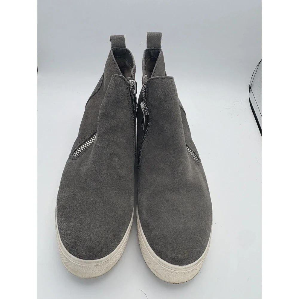 Steve Madden Shoes Womens Size 9.5 Gray Suede Hidden Wedge Zip Sneakers Wedgie